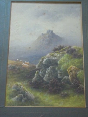 Original Watercolour. Sheep Grazing Leather Tor Dartmoor. Charles Edward Brittan - Image 1 of 4
