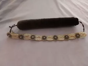 Vintage Beaded Headband With Embellished Floral Motifs For Elegant Hair Accessor - Picture 1 of 2