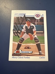 Jeff Livesey autographed baseball card Albany Yankees 1991 Pre Rookie #10 signed