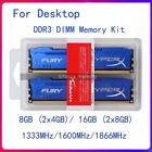 Ddr3 Speicherkit 1333 1600 1866 Mhz Hyperx Fury (2X 4Gb) (2X 8Gb) 240Pin Desktop