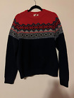 Brooks Brothers Fair Isle Nordic Red Fleece Crewneck Wool Blend Sweater Medium