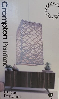 Crompton Pendant Rubus Rectangular Woven Pendant Light Etched Rattan Design MIB - Image 1 of 4