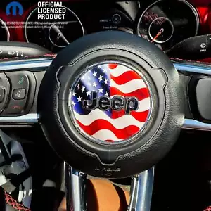 Jeep Wrangler JL Gladiator Steering Wheel Circle American Flag Vinyl Decal - Bild 1 von 8