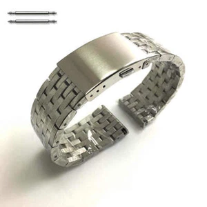 Correa de reloj de repuesto de metal plateado de acero macizo pulido de alta calidad #5125 - Imagen 1 de 34