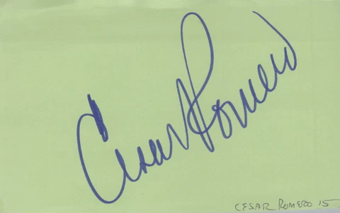 Cesar Romero signed 3x5 index card Vintage Cover