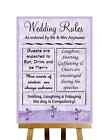 Lilac Shabby Chic Vintage Rules Of The Wedding Personalised Wedding Sign Poster