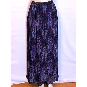 MIX NOUVEAU GRAY MULTI COLOR PLEATED FULLY LINED MAXI SKIRT M - Picture 1 of 6
