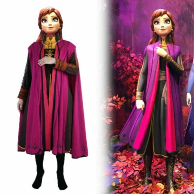Juegos con disfraces Frozen 2 Princesa Anna Disfraz Conjunto completo Halloween Vestido elegante Nuevo Foto 1 de 4