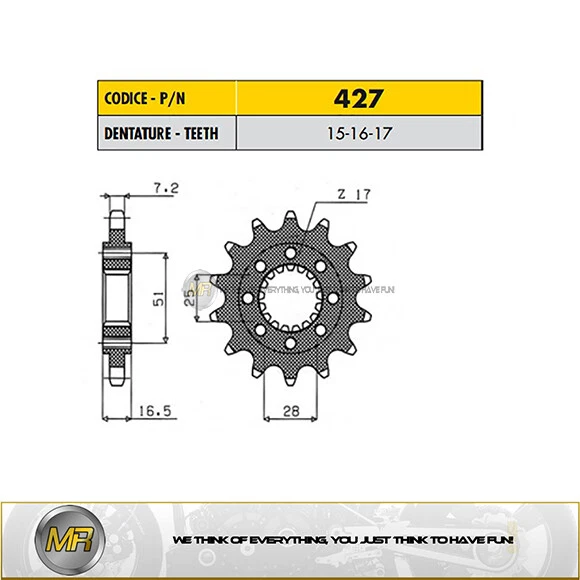 KTM ADVENTURE 1190 2013 2014 2015 PIGNONE ACCIAIO SUNSTAR PASSO 525 - 17 DENTI Foto 1 de 1