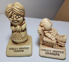VTG World's Greatest Grandpa & Grandma Figures By Paula 1970s Made In USA EUC