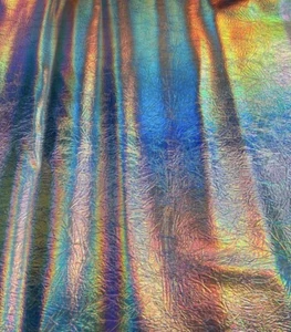 Holographic Gold Cracked metallic reflective Distressed vinyl upholstery 54" Wid - Picture 1 of 2