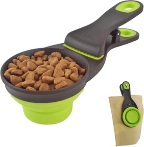 3 in 1 Multi-Function Dog Food Scoop with Measurements and Bag Clip Collapsible - Picture 1 of 7