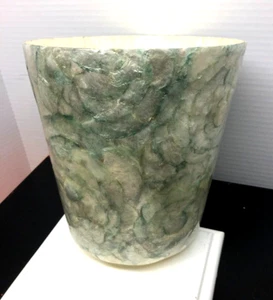 Mother of Pearl Shell Green Small Trash Can Wastebasket Philippines Handcrafted - Picture 1 of 7