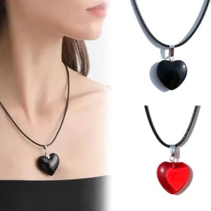 Love Pendant Clavicle Chain Colorful Heart-shaped Glass Cord Chocker G9V4 - Picture 1 of 21