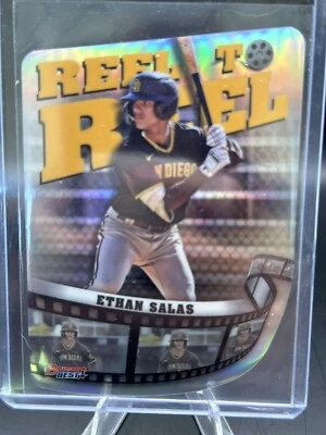 2023 Bowman's Best Ethan Salas Reel to Reel Die Cut San Diego Padres REFRACTOR - Image 1 of 2