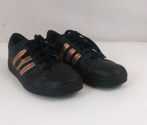 Adidas Baseline K nero e oro sneakers unisex in pelle scarpe da corsa ragazzi giovani 3