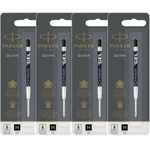 NEW 4x GENUINE Parker GEL BLACK Ink Refill Ballpoint Pen Medium 0.7mm Point BULK - Picture 1 of 1
