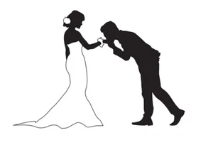 Juego de 4 adornos silueta cartulina troquelada "pareja de boda" - Imagen 1 de 1