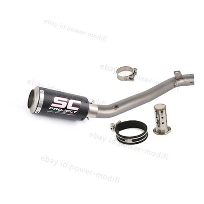 60MM For Suzuki GSXR1000 2009-2011 Exhaust Tips Mid Pipe Slip On Carbon Muffler - Image 1 of 4