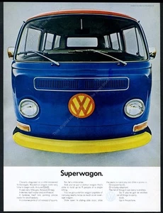 VW Bus 1968 foto Superwagon Superman colores Volkswagen anuncio impreso vintage - Imagen 1 de 7