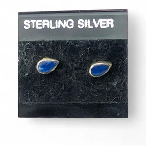 Orecchini vintage in argento sterling a forma di pera lapislazzuli - Foto 1 di 4