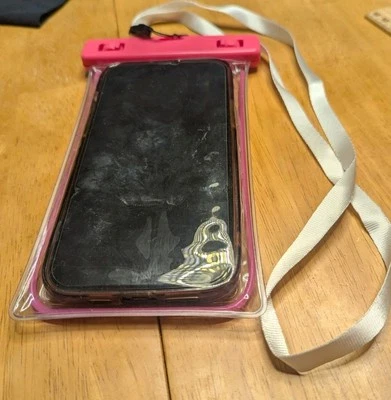 Waterproof Cell Phone Pouch /Dry Bag / Case Cover With Lanyard PINK - Image 1 of 4