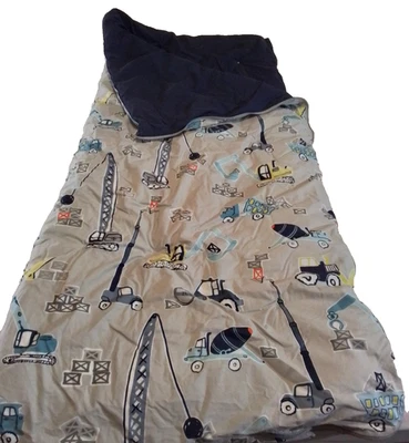 Saco de dormir Pottery Barn para niños pequeño gris maquinaria pesada tema de construcción Foto 1 de 4