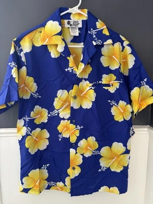 NWT NEW Vintage Hilo Hattie Hawaiian Shirt Mens Medium Short Sleeve Blue Floral - Image 1 of 4