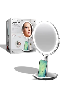 Sharper Image® SpaStudio™ 8” Vanity Mirror - Wireless Qi Charging Pad, Dimmable - Image 1 of 4