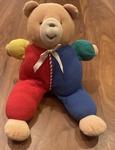 Eden Primary Colors Vintage Waffle Weave Teddy Bear 11" Stuffed Plush HTF EUC ✨ - Picture 1 of 9