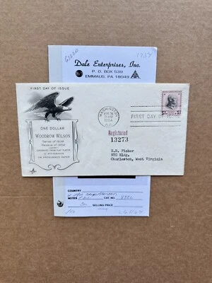 US 1938 Prexy FDC +Pres Wilson #832 +Flat-Plate-Engraving+400-Element +1$-Stamp - Image 1 of 2