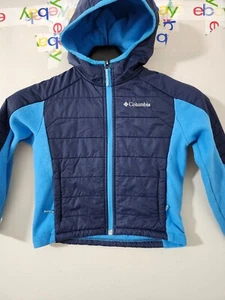 COLUMBIA Jacket Boys 4/5 Fast Trek Hybrid Soft Shell Hoodie Contrast Fleece READ - Picture 1 of 19