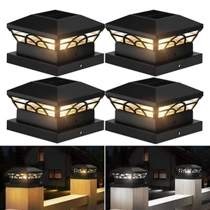 4X Luces de poste LED solares Lámpara de exterior de jardín impermeable para valla de cubierta - Imagen 1 de 14