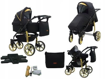 BABYCAR Cochecito combinado 3 en 1 bañera de bebé cochecito deportivo asiento de coche capazo ruedas giratorias NUEVO