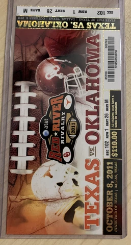2011 Oklahoma Sooners Texas Longhorns Football Ticket Not A Stub Cotton Bowl Cover