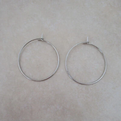 50 earring hoops surgical stainless steel 25mm wine glass charm - Image 1 of 4