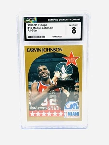 MAGIC JOHNSON CGC 8 POP 13/39 Higher 1990 NBA HOOPS #18 ALL-STAR LAKERS HOF - Picture 1 of 2