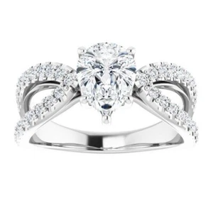 1 ct Pear Cut D-VVS1 Moissanite Wedding Engagement Ring S925 Sterling Silver - Picture 1 of 12