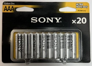 New Sony AAA Carbon Zinc Battery Ultra Heavy Duty X20 R03 1.5V - Picture 1 of 2