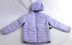 Under Armour Big Girl/Youth XL ColdGear Hooded Prime Puffer Jacket Purple Crest  - Picture 1 of 7