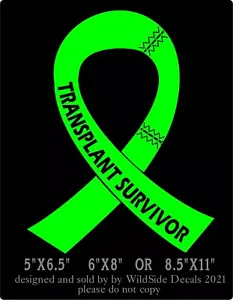 Transplant Survivor Decal Memorial Ribbon Vinyl Car Truck Laptop Sticker - Picture 1 of 3