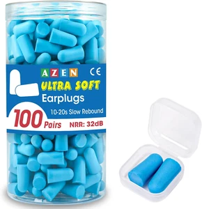 AZEN 100 pares de tapones para los oídos a granel, NRR 32Db tapones para los oídos de espuma suave para el ruido del sueño - Imagen 1 de 12