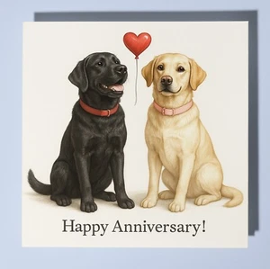 Labrador dogs - Happy Anniversary Card - Personalised Dog card - Husband Wife - Picture 1 of 10