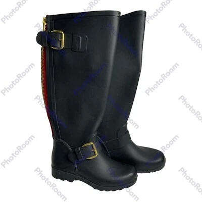 Steve Madden Tsunamii 雨靴黑色 6 码女式 — 第 1/4 张图片