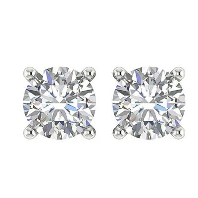 Aretes solitarios SI1 G 0,45 quilates diamantes redondos atornillados de oro blanco de 14 K Foto 1 de 4
