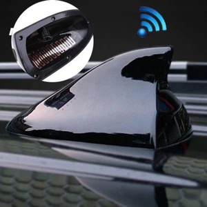 Car Rear Roof Shark Fin Antenna FM/AM Signal Radio Aerial Gloss Black For Honda - Picture 1 of 12