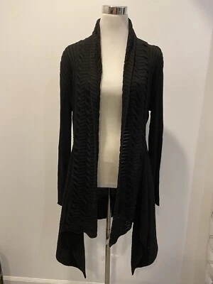 ANDREA JOVINE Black Knit Knee-length Cardigan Sz M Foto 1 de 3