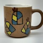 VINATGE MCM Style COFFEE Mug Tan Brown Geometric Design Rough Glaze