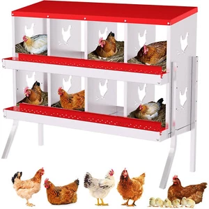 Cajas de anidación de pollo de 6/8/10 agujeros gallinero metal caja de puesta de huevos de pollo roja y verde - Imagen 1 de 11