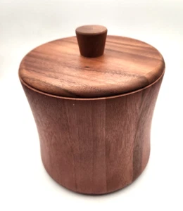 Woodard & Charles 3 Quarts 9" Brown Acacia Wood Ice Bucket with Liner & Lid - Picture 1 of 3